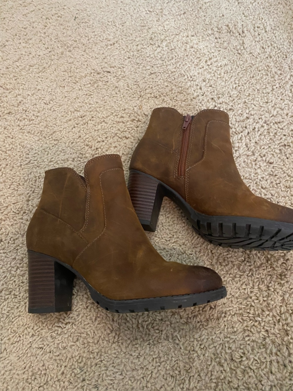 Women’s Brown Suede Clark Block Heel Ankle Boots